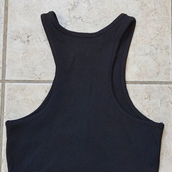 Express Bodysuit Women XS Black Body Contour Sleeveless Ribbed Front Zip Classic - Picture 7 of 14